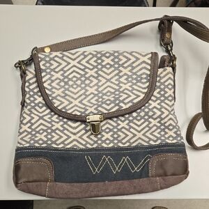 Myra Bag Geometric Crossbody in Gray and Brown
